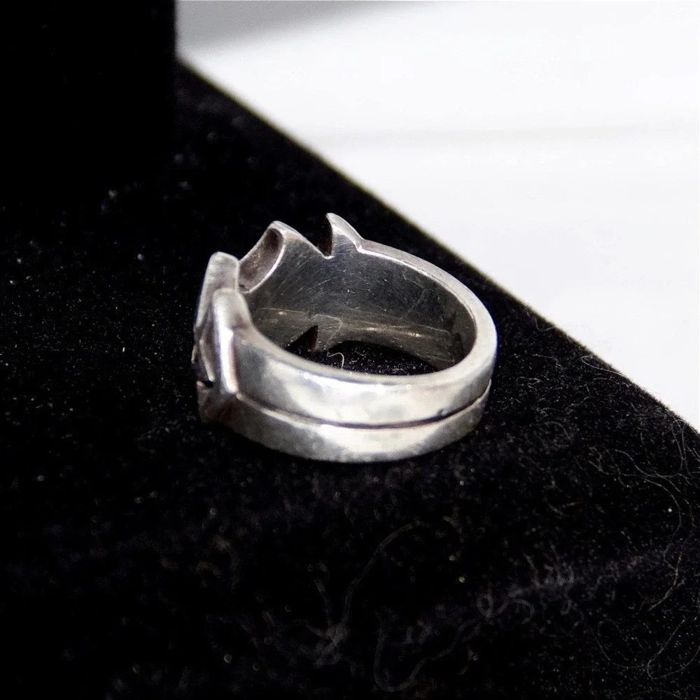 VTG HEAVY Sterling Silver 925 Gothic Punk Biker Ring‎ Size 10.5 Geometric Band